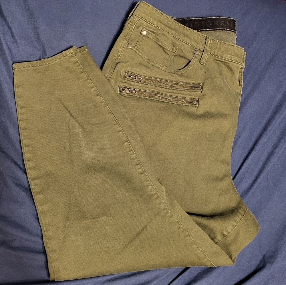 Torrid Olive Green Double Zipper Jeggings